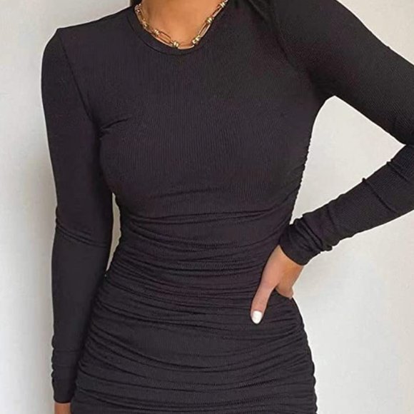 NEW Long Sleeve Ruched Bodycon Dress - Picture 5 of 6